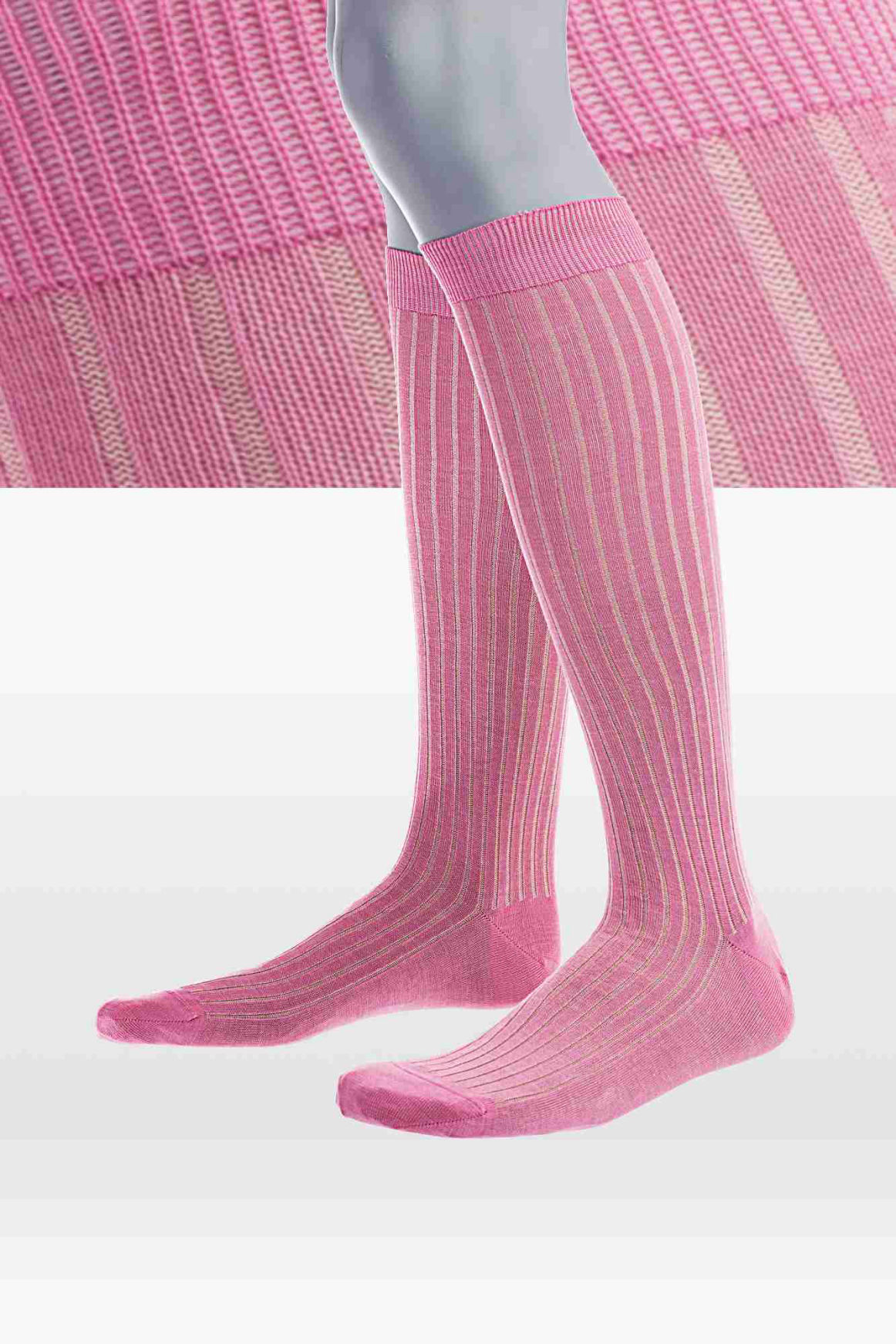 Luxus Kniestrumpf Shadow Stripe Rosa Filoscozia 